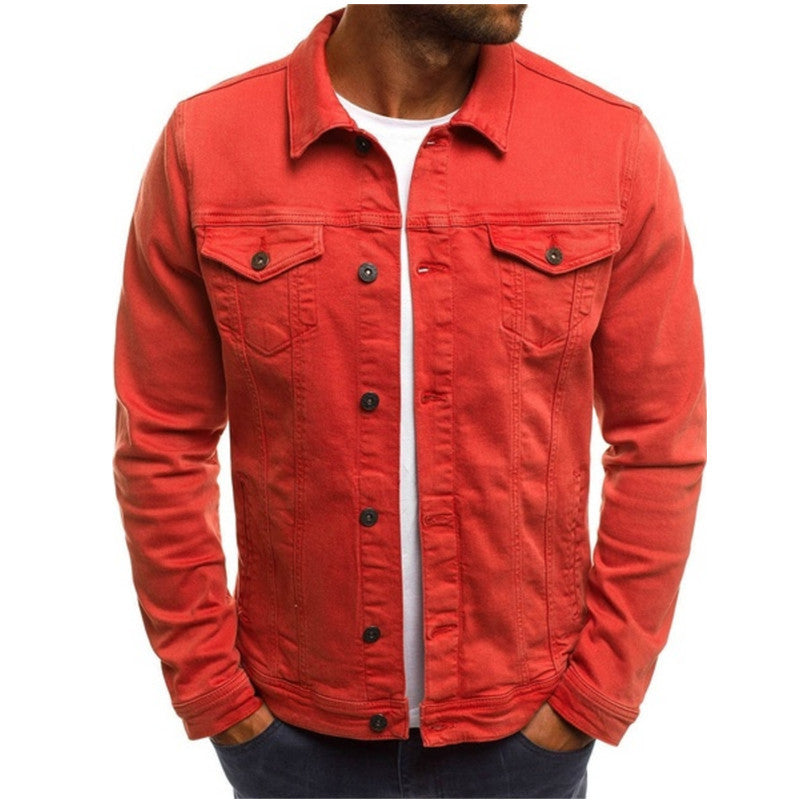 Slim-fit buttoned workwear mens jacket