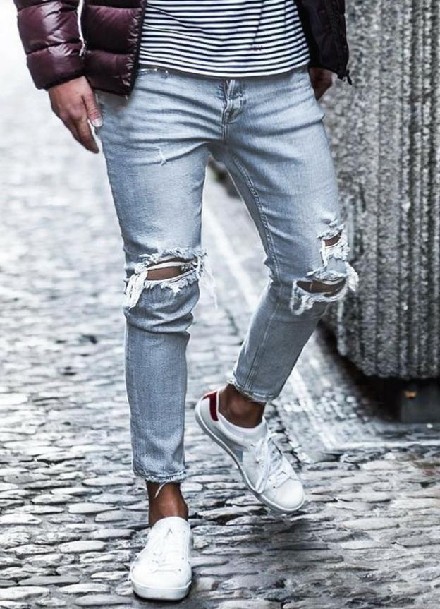 Sky Blue Ripped Skinny Jeans