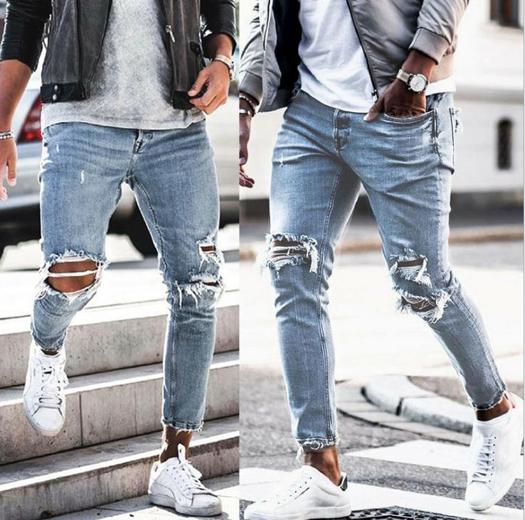 Sky Blue Ripped Skinny Jeans