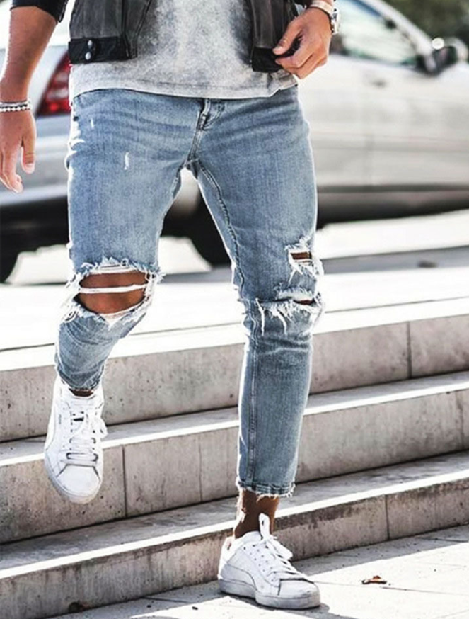 Sky Blue Ripped Skinny Jeans