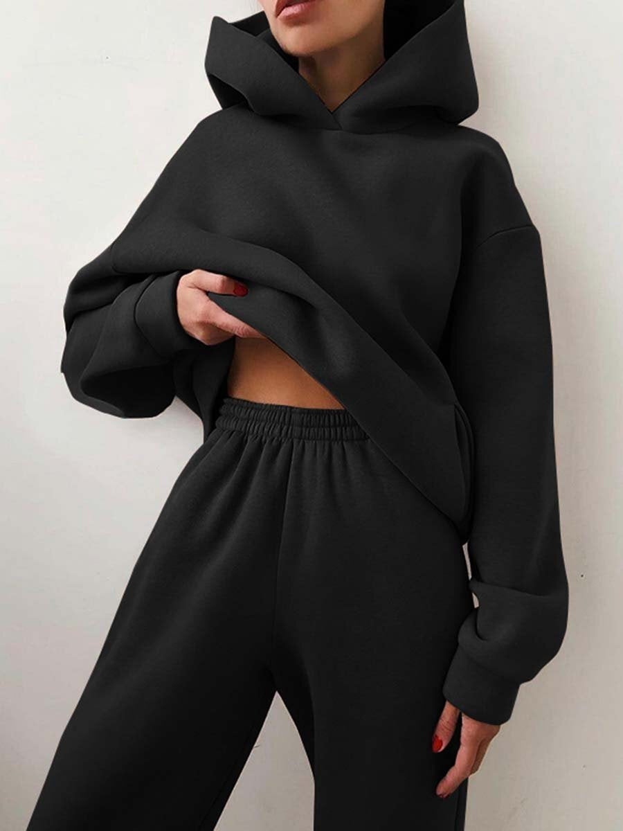 Spring Cross-border Women's Casual Hooded Sweater Two-piece Suit