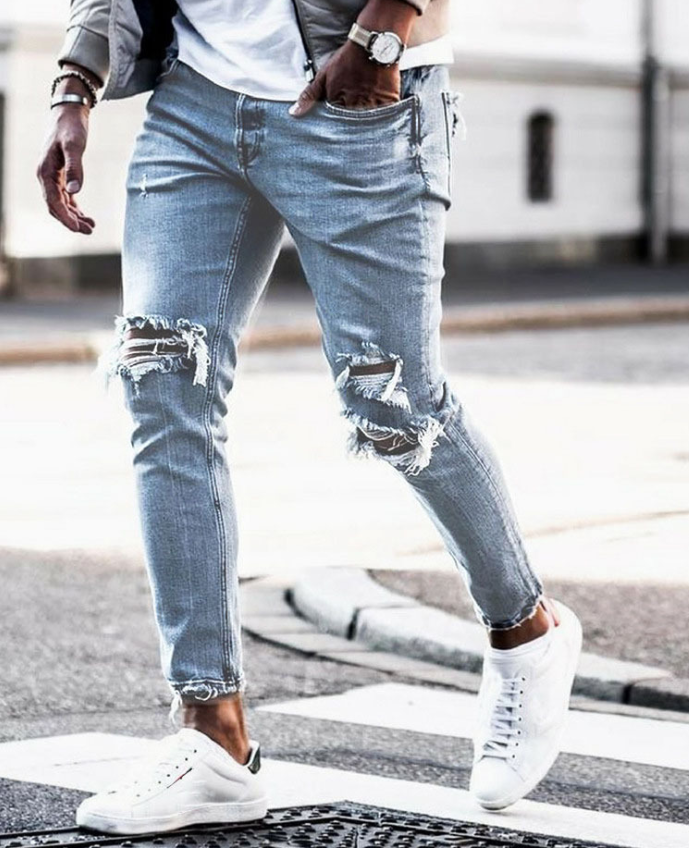 Sky Blue Ripped Skinny Jeans