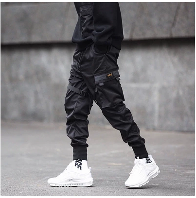 Men's Black Hip Hop Cargo Pants