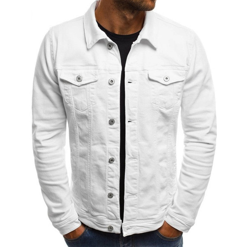 Slim-fit buttoned workwear mens jacket