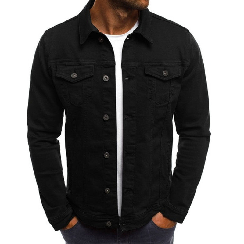 Slim-fit buttoned workwear mens jacket