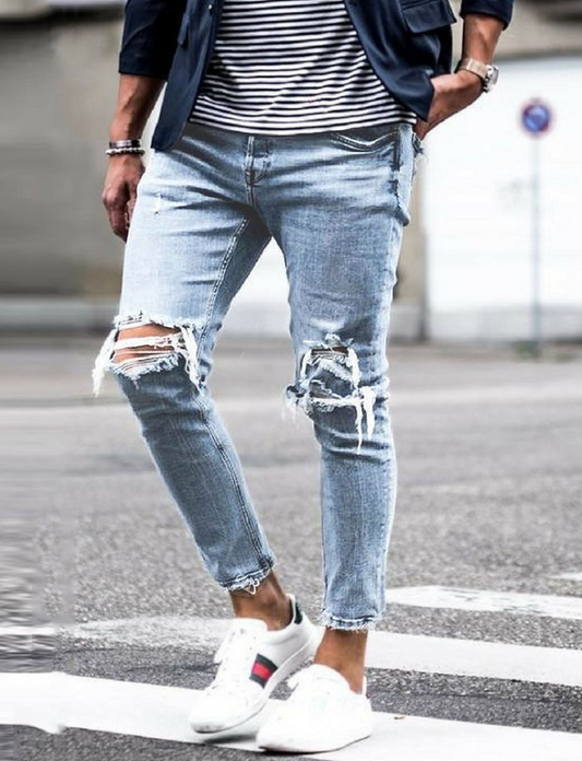 Sky Blue Ripped Skinny Jeans