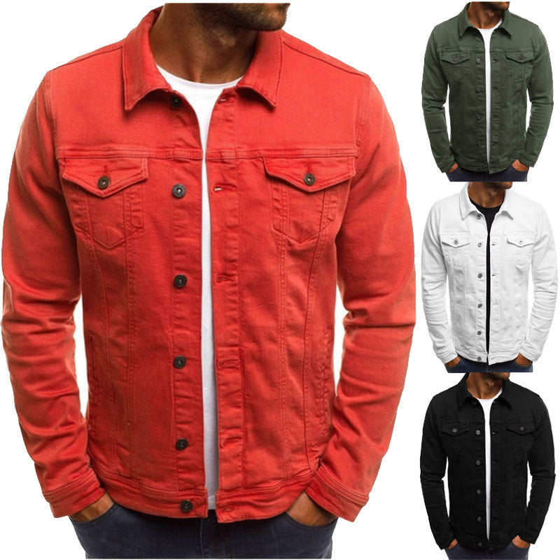 Slim-fit buttoned workwear mens jacket