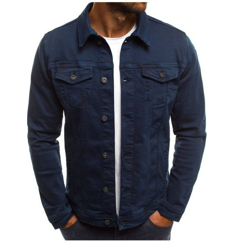 Slim-fit buttoned workwear mens jacket