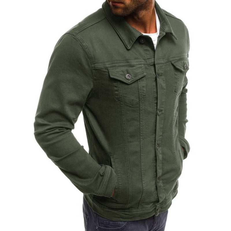 Slim-fit buttoned workwear mens jacket