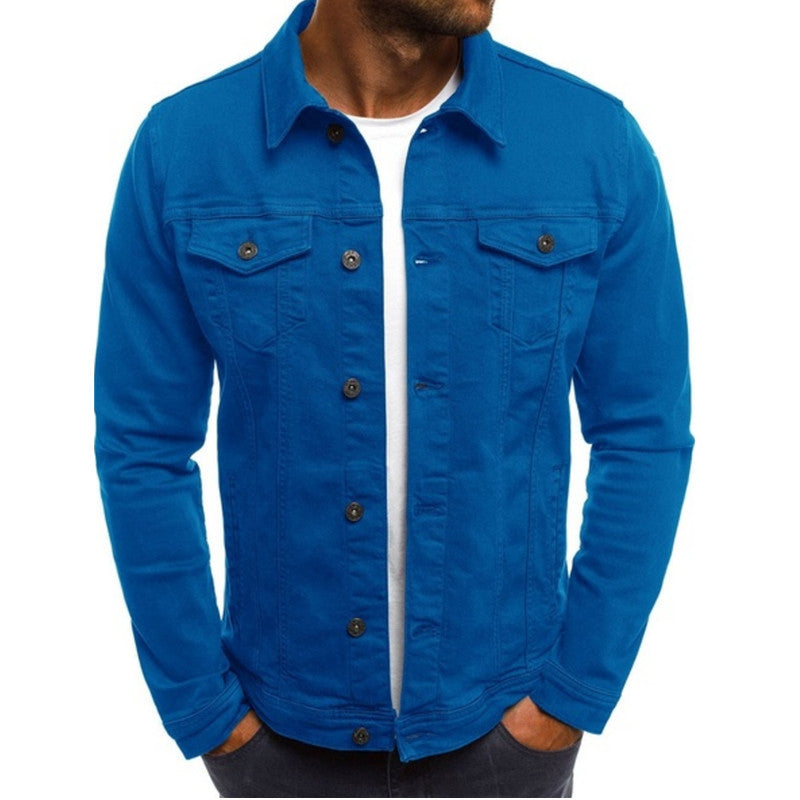 Slim-fit buttoned workwear mens jacket