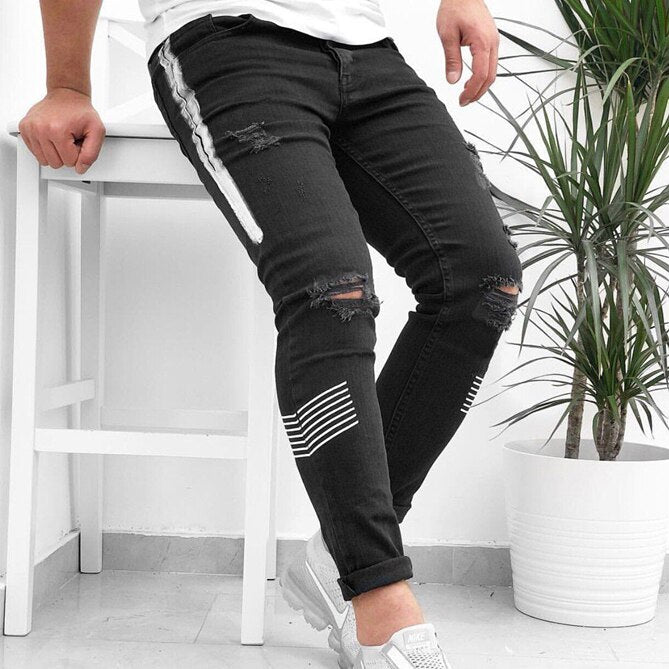 Ripped Slim Fit Denim Jeans