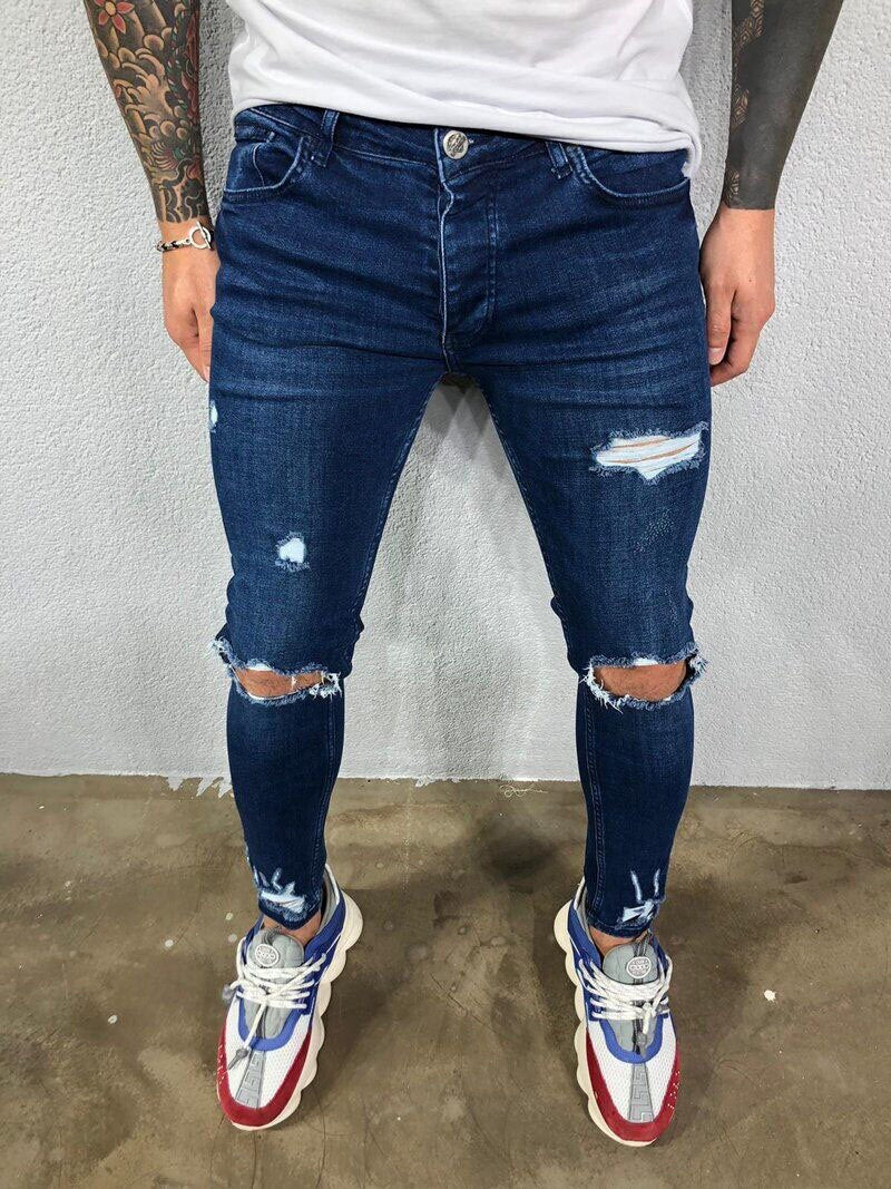 Ripped Slim Fit Denim Jeans