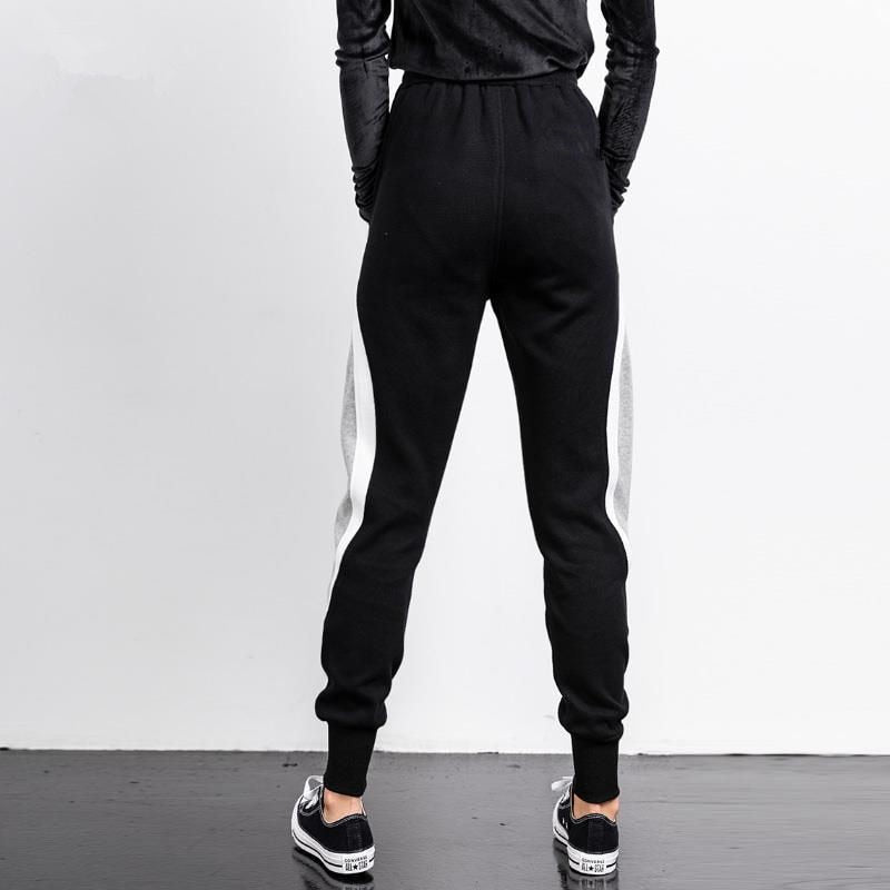 Black Grey Spliced High Waist Women Jogger