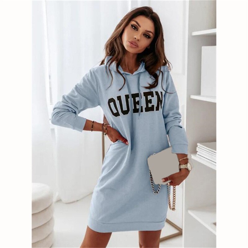 Queen Print women's Hoodie Dress