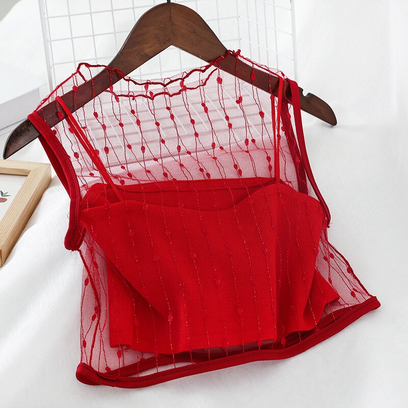 Women Sexy Transparent Mesh Crop Tops