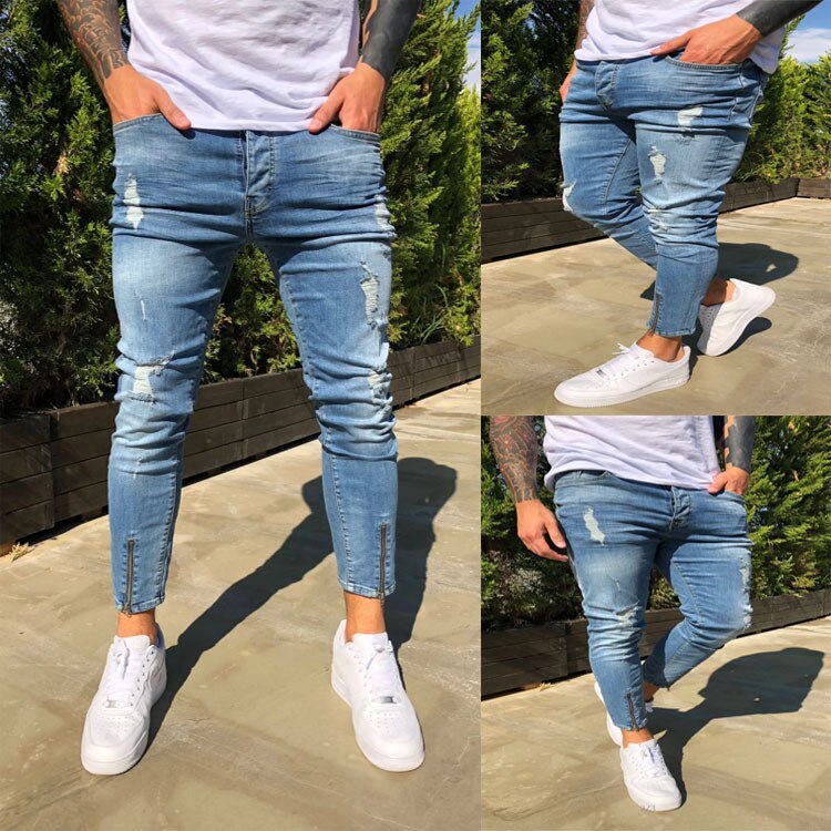 Ripped Slim Fit Denim Jeans