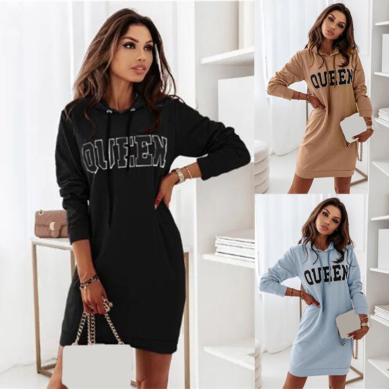 Queen Print women's Hoodie Dress