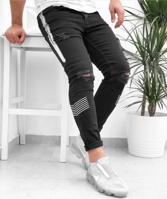 Ripped Slim Fit Denim Jeans