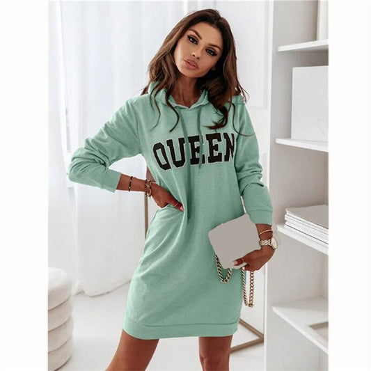 Queen Print women's Hoodie Dress