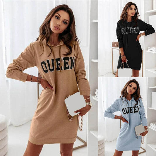 Queen Print women's Hoodie Dress