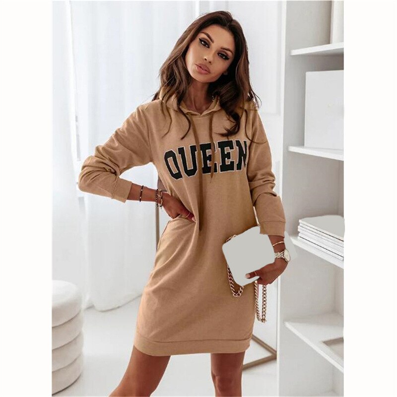 Queen Print women's Hoodie Dress