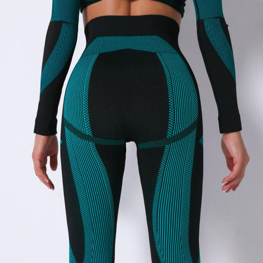 CHRLEISURE Women Stripe Yoga Pants