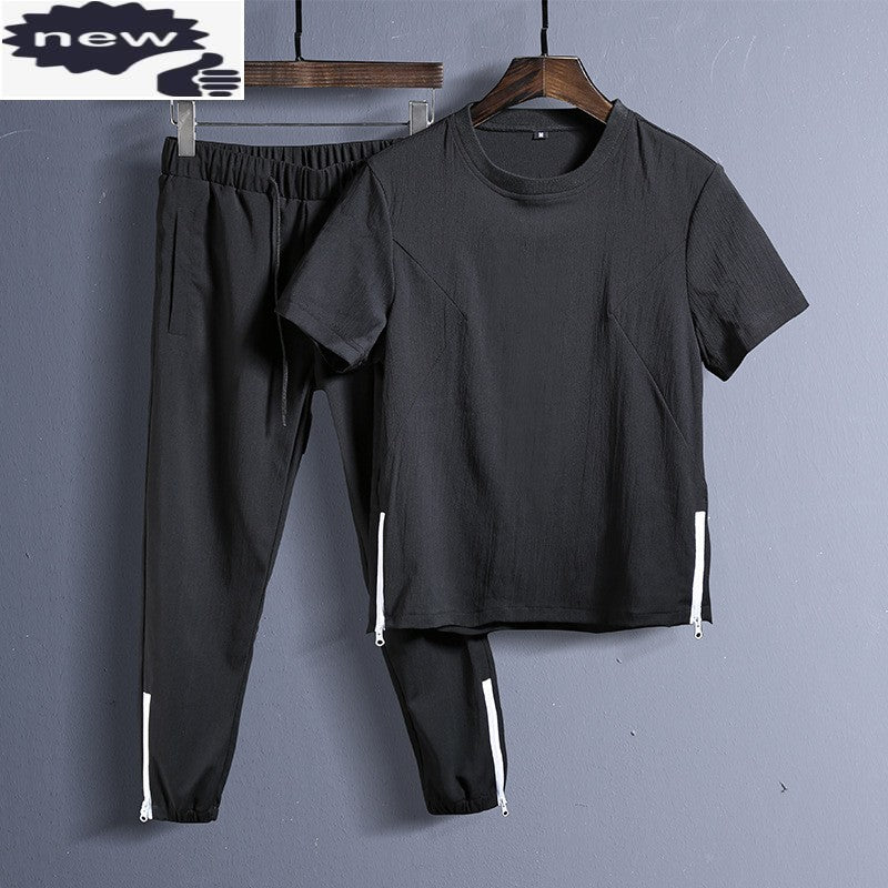 Men Cotton Linen Breathable Tracksuit