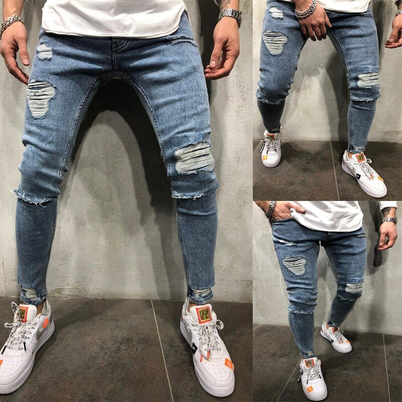 Ripped Slim Fit Denim Jeans