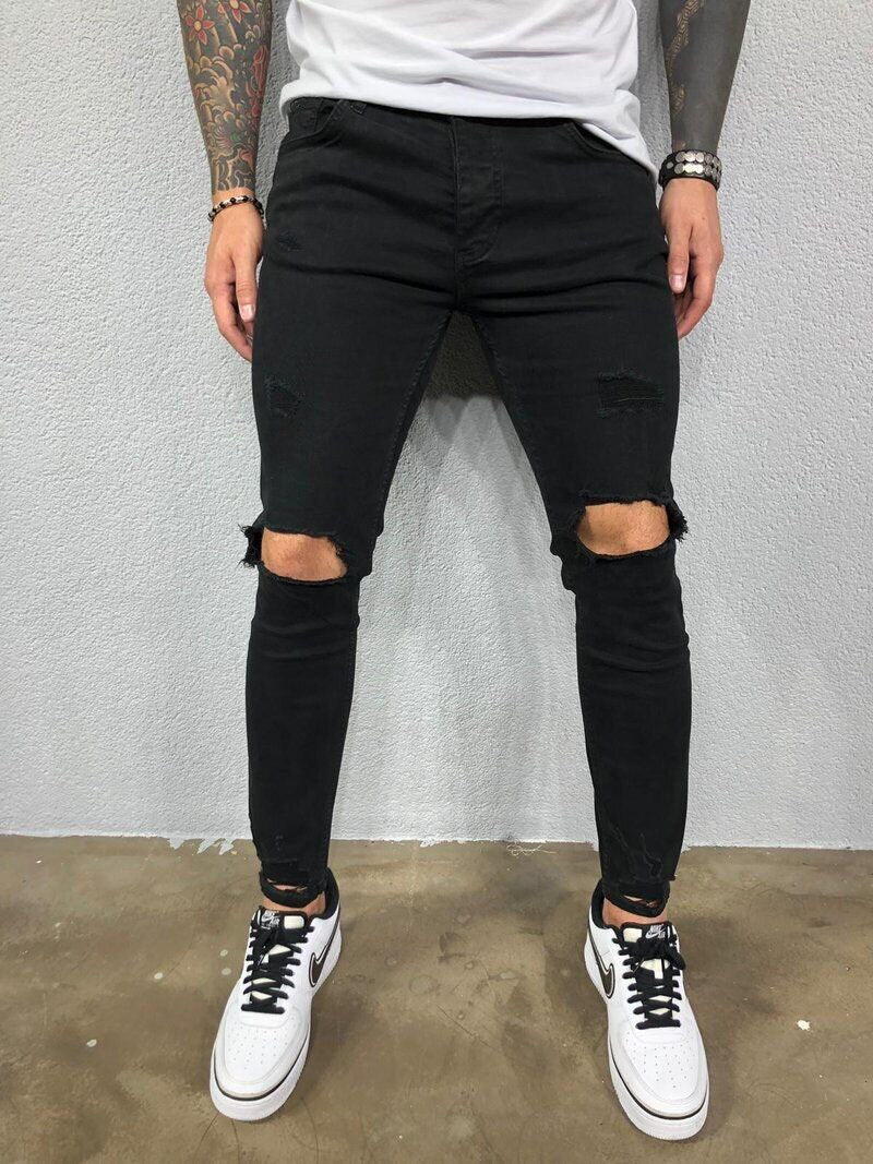 Ripped Slim Fit Denim Jeans