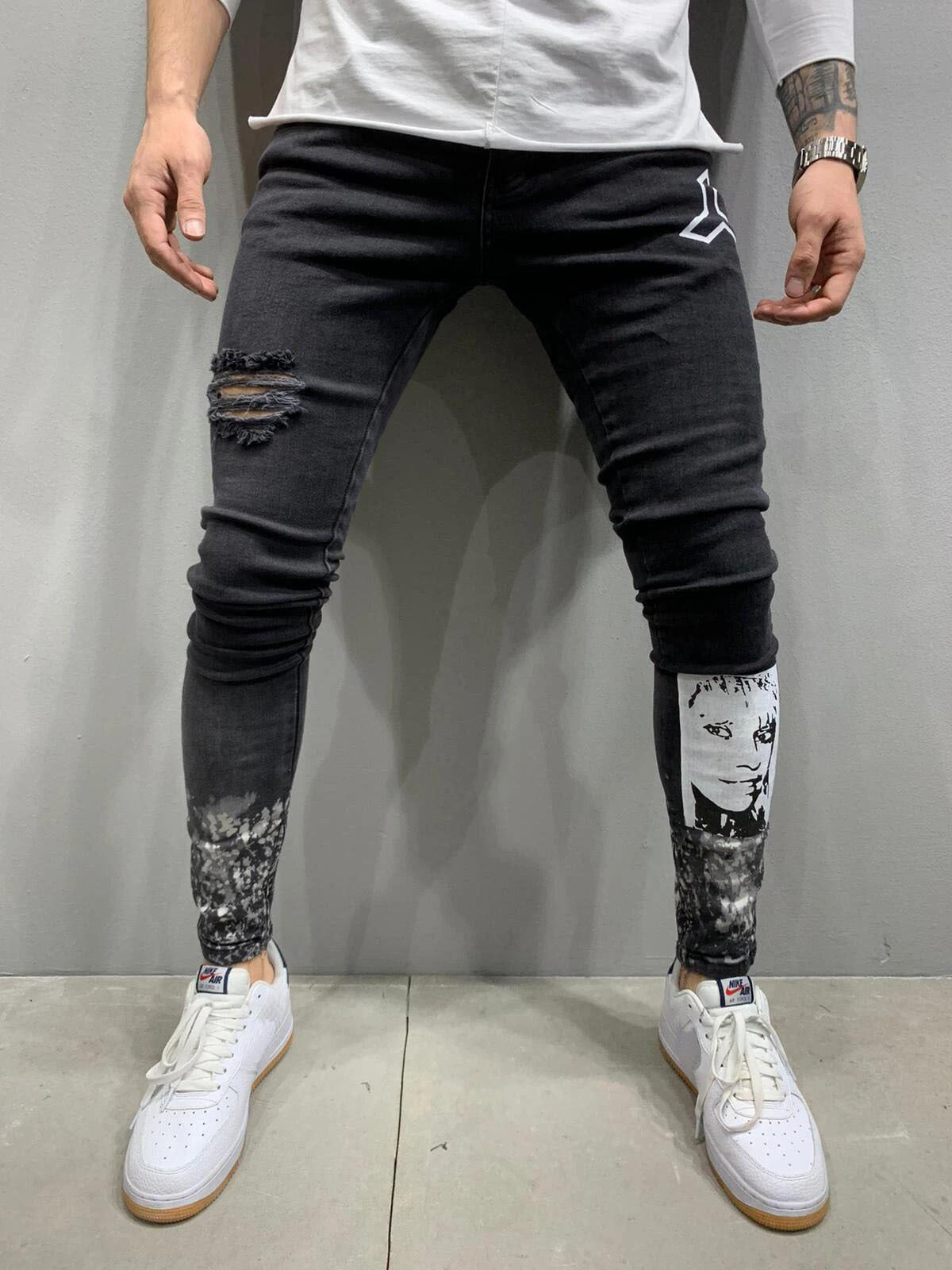 Ripped Slim Fit Denim Jeans