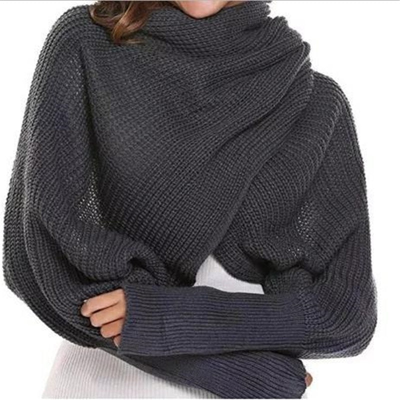 Knitted Long Sleeve Wrap Shawl Scarf