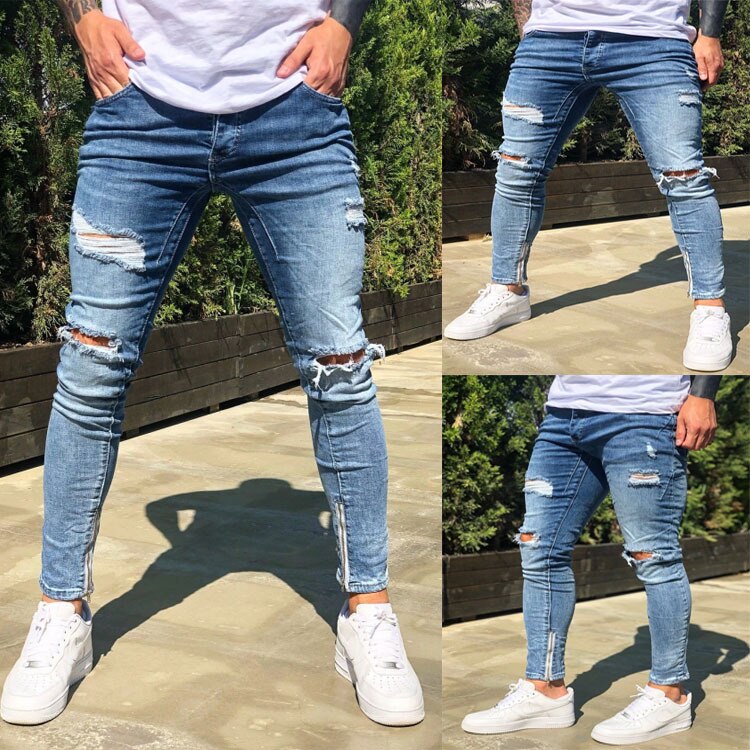 Ripped Slim Fit Denim Jeans