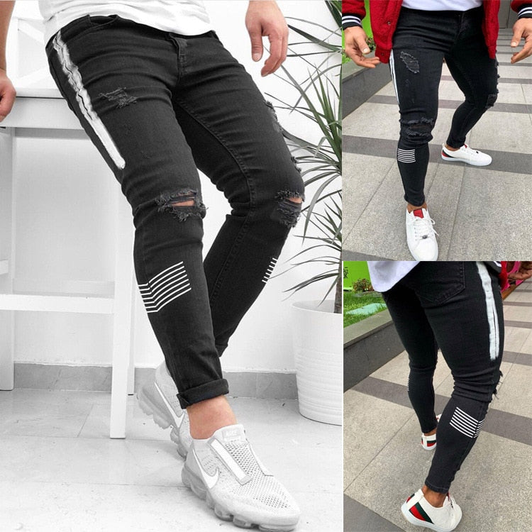 Ripped Slim Fit Denim Jeans