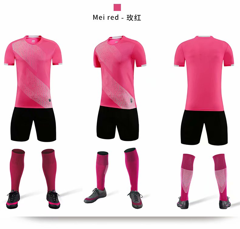 Men and Kids Pink Custom Soccer Jerseys Set