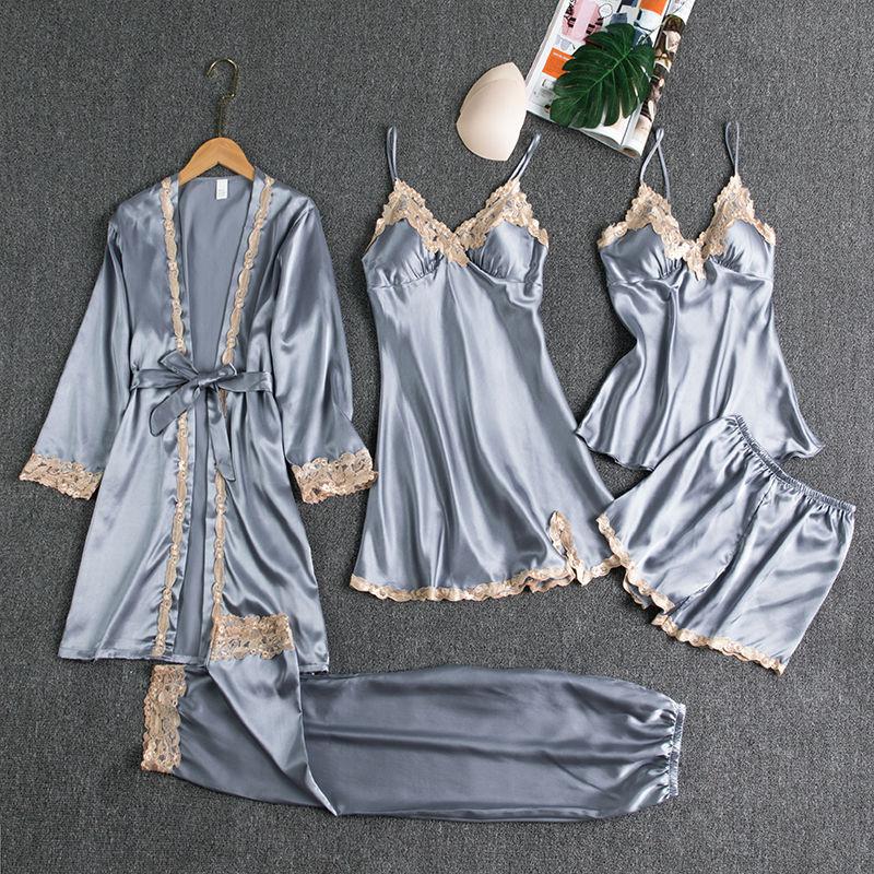 Satin Pajamas Sleepwear Set 5 pc