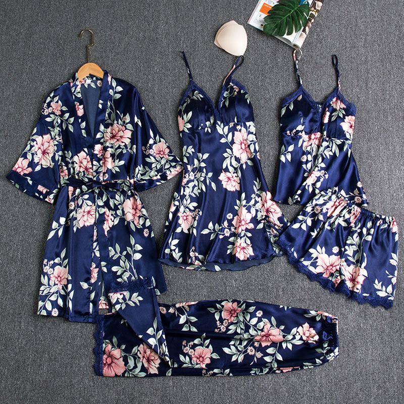 Satin Pajamas Sleepwear Set 5 pc