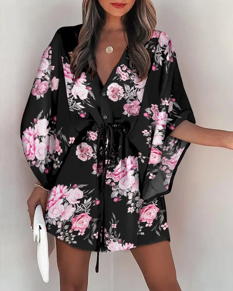 Sexy V-neck Casual Loose Boho Holiday Short Dresses