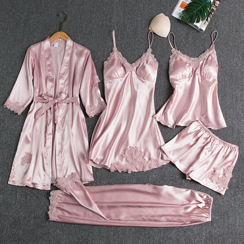 Satin Pajamas Sleepwear Set 5 pc