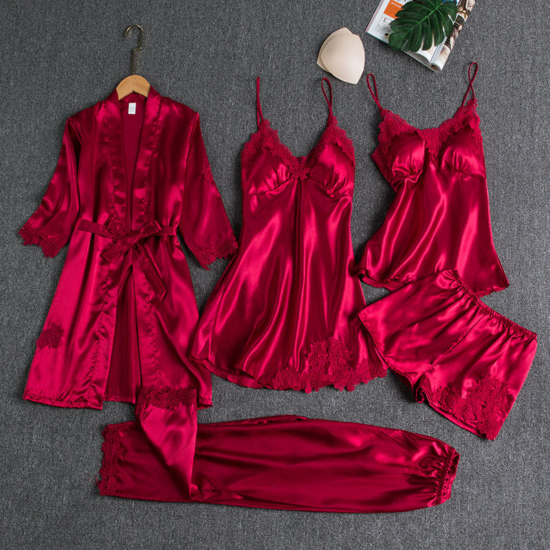 Satin Pajamas Sleepwear Set 5 pc