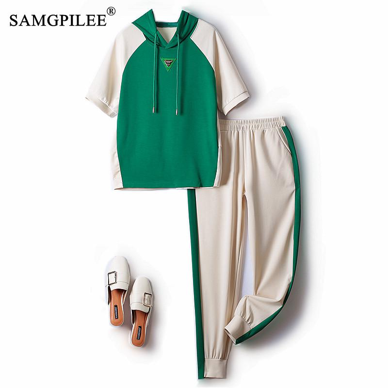 Women Summer Short-sleeved Sports Two Piece Suit