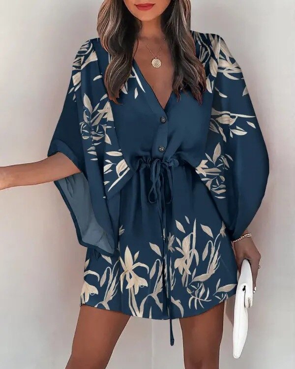 Sexy V-neck Casual Loose Boho Holiday Short Dresses