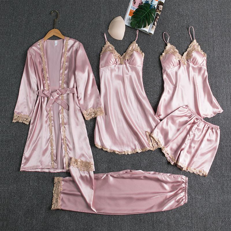 Satin Pajamas Sleepwear Set 5 pc