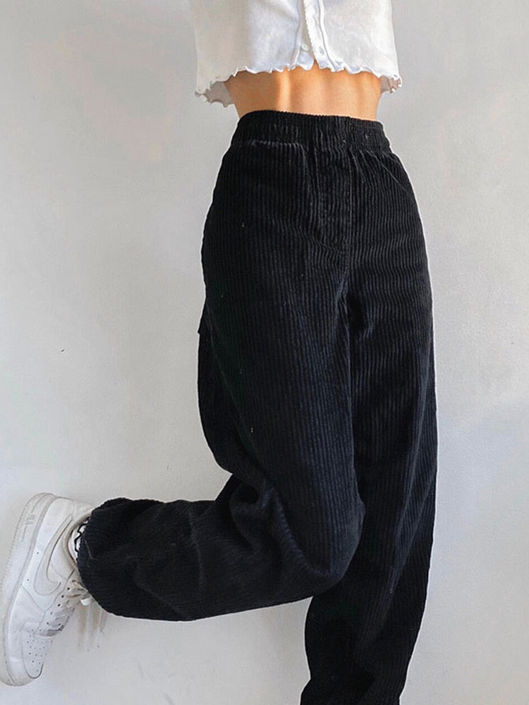 Black Casual High Waist Harem Pants