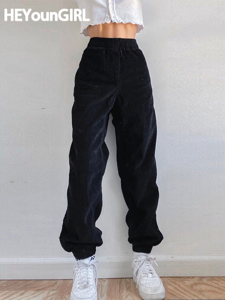 Black Casual High Waist Harem Pants