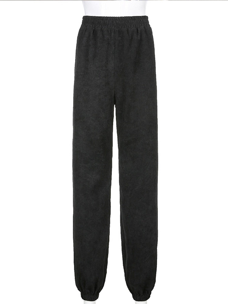 Black Casual High Waist Harem Pants