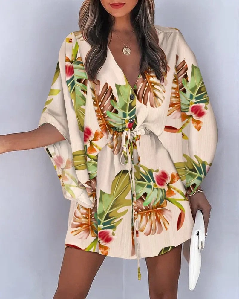 Sexy V-neck Casual Loose Boho Holiday Short Dresses