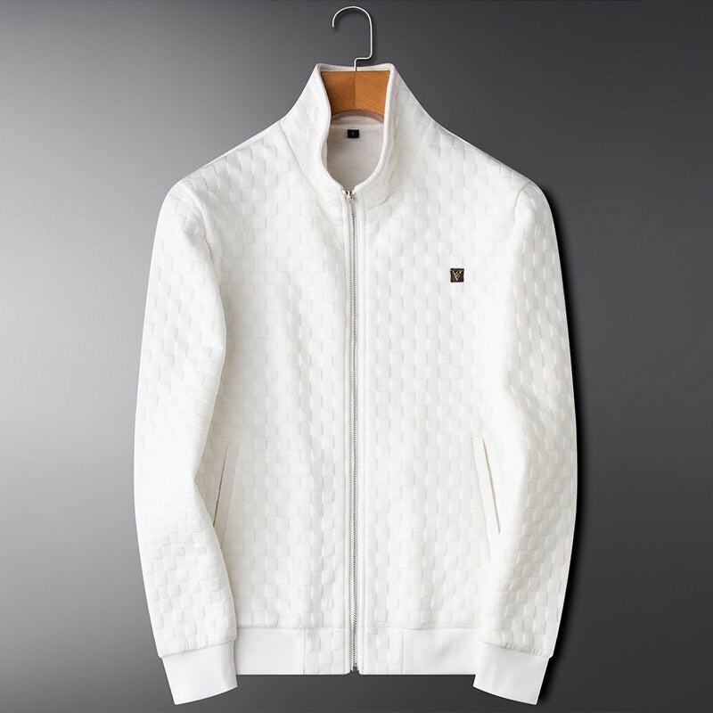 Embroidered Logo Zipper Men's Waffle Suit