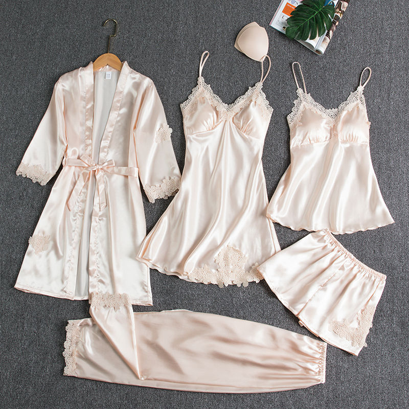 Satin Pajamas Sleepwear Set 5 pc