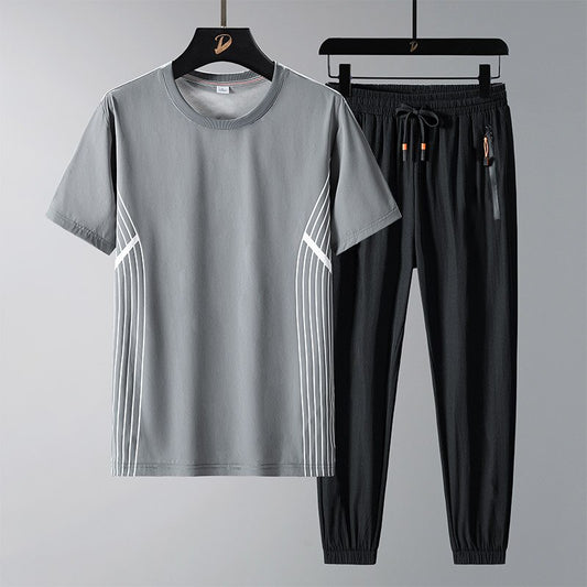 Quick Dry Two Piece Black Grey Running Tracksuit