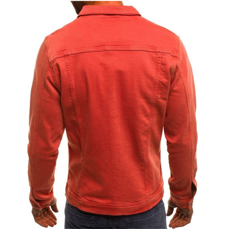 Slim-fit buttoned workwear mens jacket